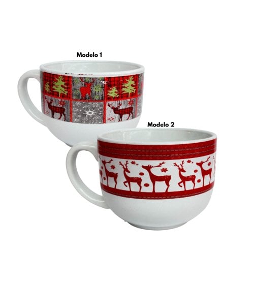 Taza Festiva de Navidad 450ml con Diseño de Renos