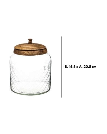 Tarro de Vidrio con Tapa de Madera de 2,7 L