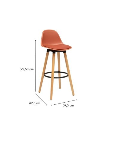 Taburete Alto Maxon de Plástico y Madera