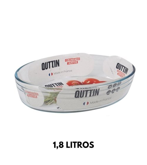 Fuente Oval de Cristal con Asa Quttin