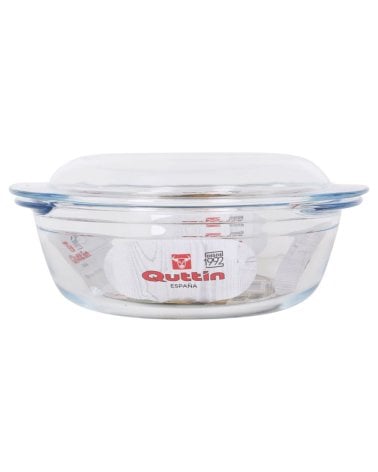 Cacerola Redonda de Vidrio con Tapa y Asas