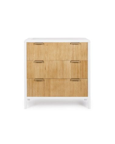 Cómoda de 3 Cajones de Madera en Color Blanco y Natural Charley