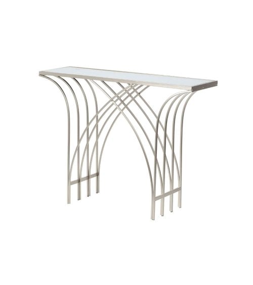 Consola Elegante con Arco de Metal y Tablero Espejo