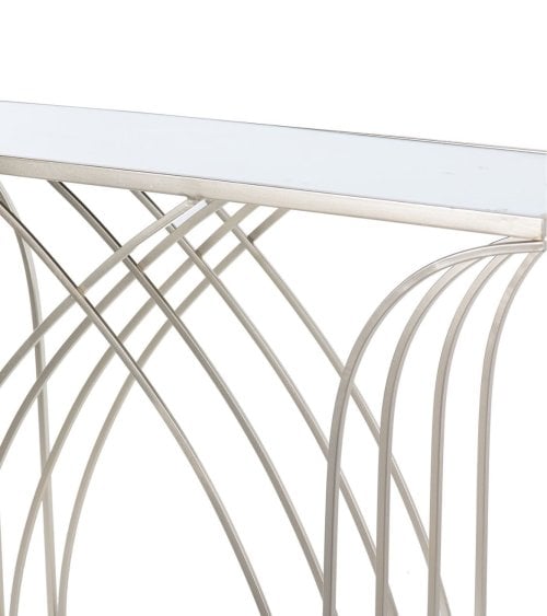 Consola Elegante con Arco de Metal y Tablero Espejo