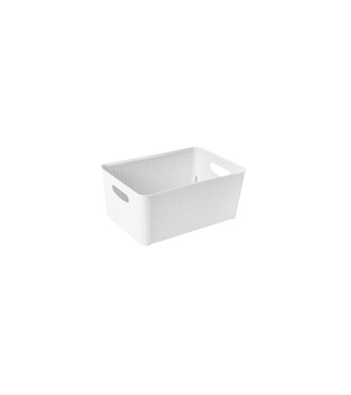 Cesta de Plástico con Diseño de Mimbre