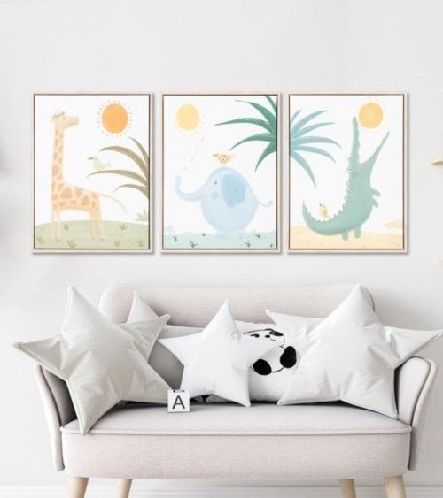 Lienzo 3D de Animales para Habitación Infantil