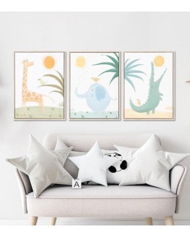 Lienzo 3D de Animales para Habitación Infantil