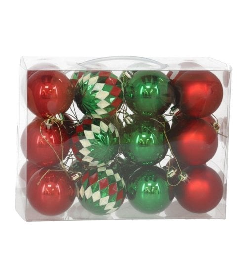 Set de 24 Bolas de Colores Navideños Tradicionales