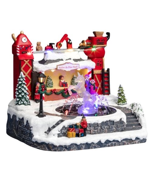 Escena Navideña Taller Iluminado de Papá Noel