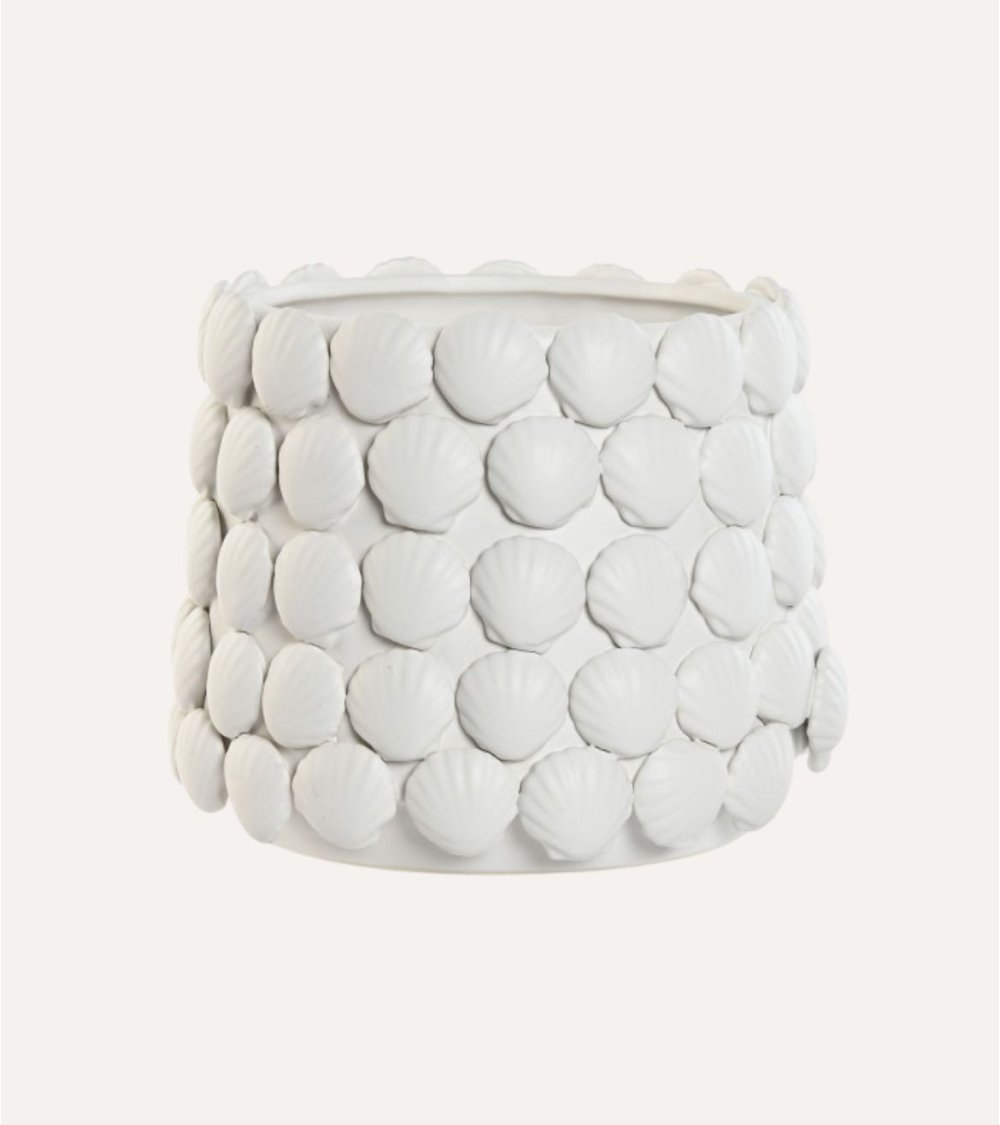 Jarrón de Conchas Blancas de Gres