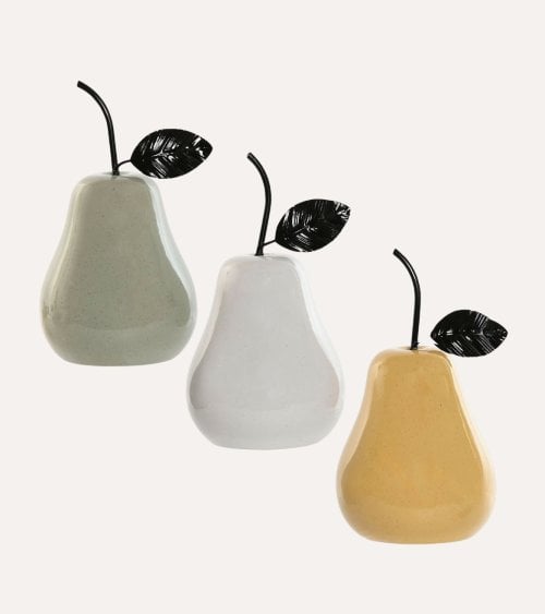 Figura de Pera Decorativa de Porcelana