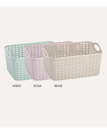 Cesta con Asas Rattan de Plástico