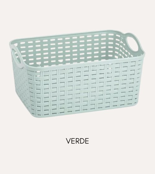 Cesta con Asas Rattan de Plástico