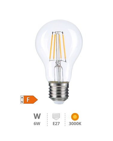 Bombilla LED Transparente Estándar E27 de 6W