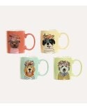 Taza Mug de Perro con Flores de Porcelana