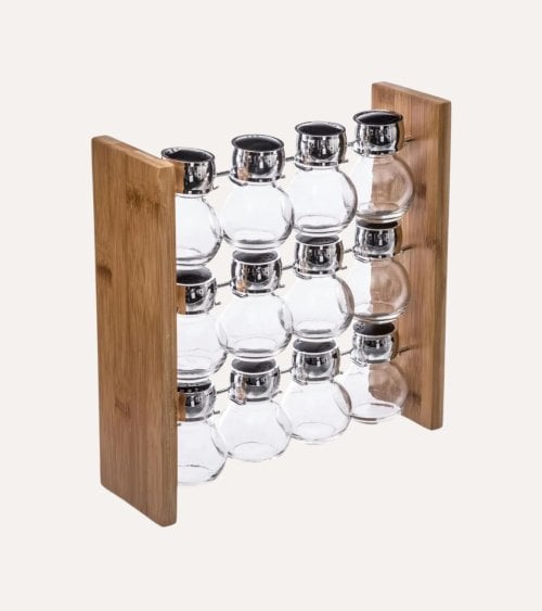 Set de 12 Especieros con Soporte de Bambú