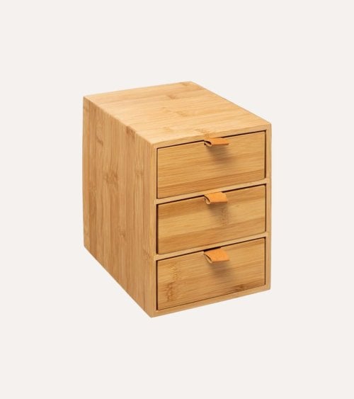 Caja de Almacenamiento 3 Cajones de Bambú