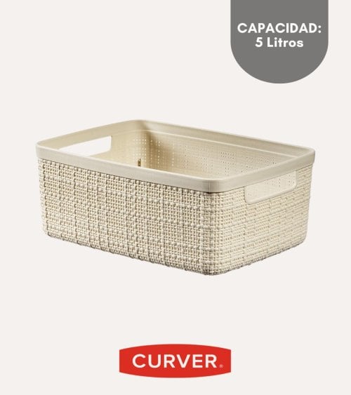 Cesta con Asas Jute de Plástico Reciclado