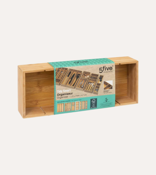 Organizador con Separadores Extraíbles Tidy Smart de Bambú