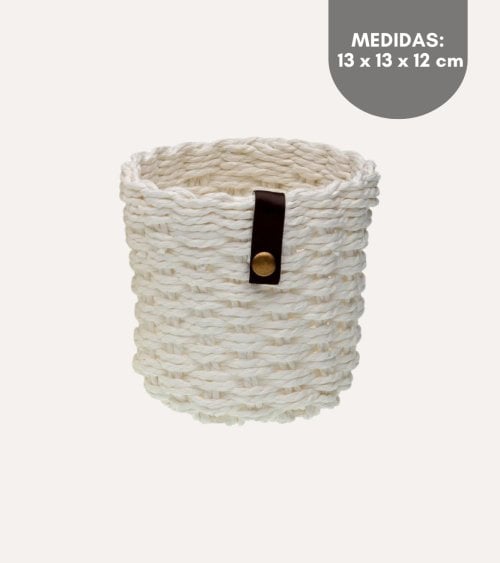 Cesta Blanche de Tejido Grueso de Papel