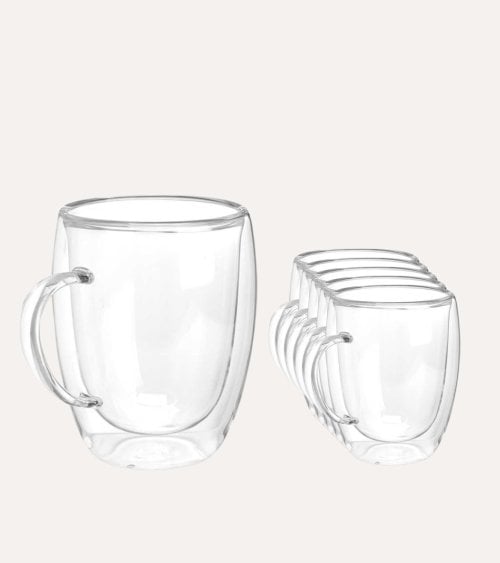 Set de 6 Tazas de Desayuno con Doble Pared de Borosilicato