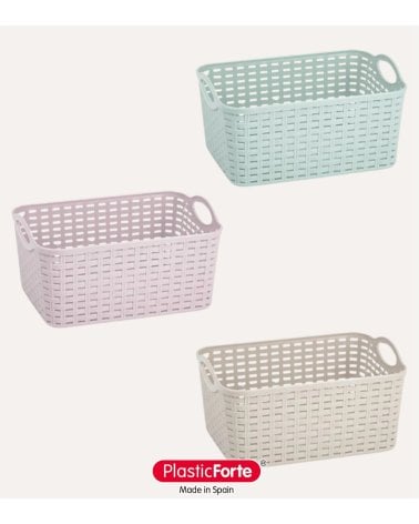 Cesta con Asas Rattan de Plástico