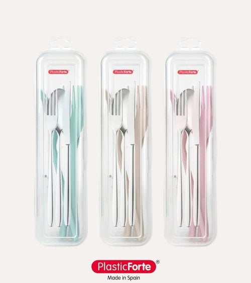 Set de 3 Cubiertos con Estuche de Plástico