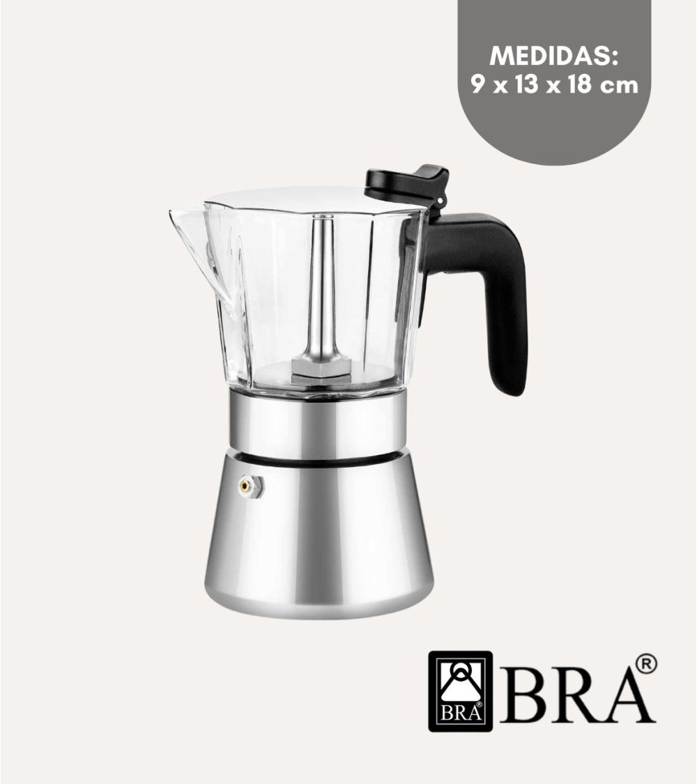 Cafetera Italiana Inducción Flavour Crystal de Acero Inoxidable