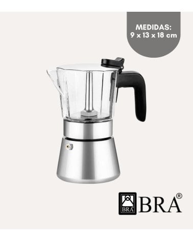 Cafetera Italiana Inducción Flavour Crystal de Acero Inoxidable