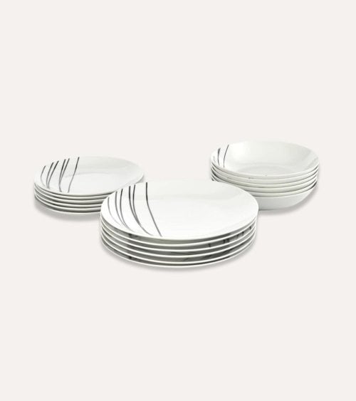 Vajilla de 18 Piezas Lignes de Porcelana
