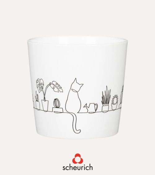 Maceta con Diseño de Gato de Cerámica