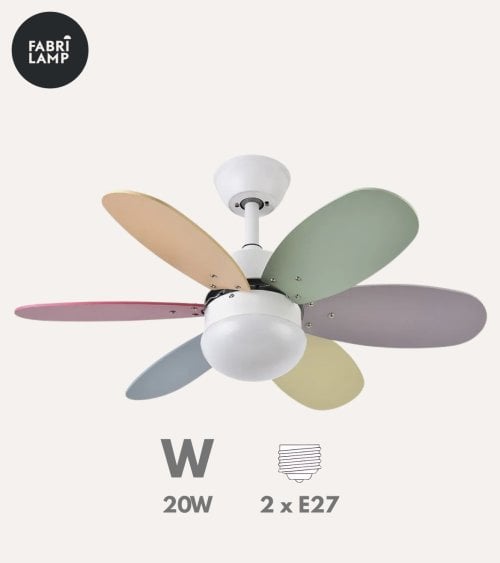 Ventilador de Techo y Lámpara LED Alves con Aspas Reversibles