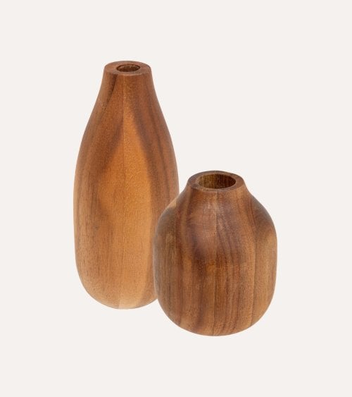 Jarrón Soliflor de Madera de Acacia