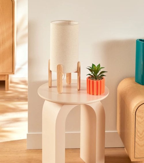 Lámpara de Mesa Rafa con Base de Madera