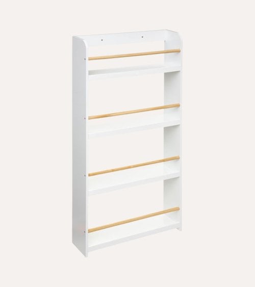 Librería Infantil Blanca con 4 Estantes de Madera y MDF
