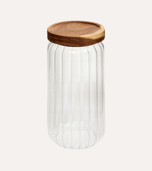 Tarro Harmony de Vidrio con Tapa de Madera de Acacia