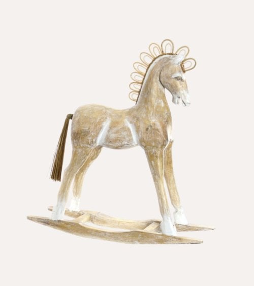 Figura Decorativa Caballo Balancín de Madera Albasia