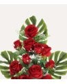Ramo Decorativo Palmas y Rosas de Poliéster y Plástico