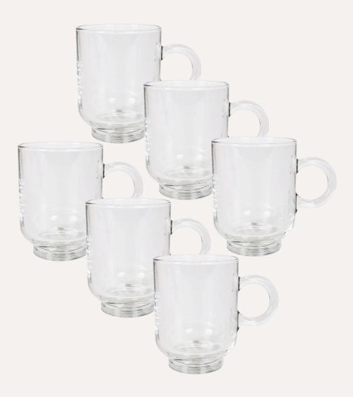 Set de 6 Tazas Mug Sentido de Vidrio