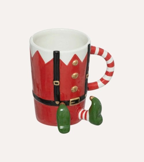 Taza Alta Elfo Navideño con Piernas de Dolomita