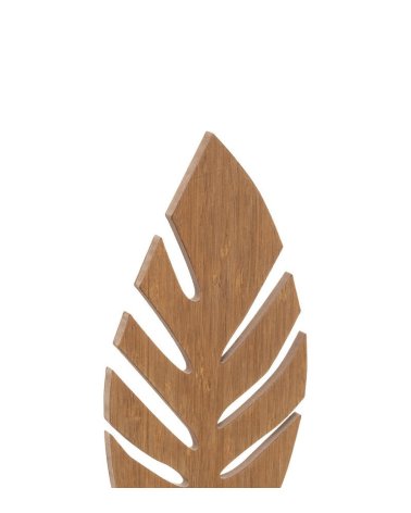 Figura Decorativa de Hoja Palmera con Base de Bambú