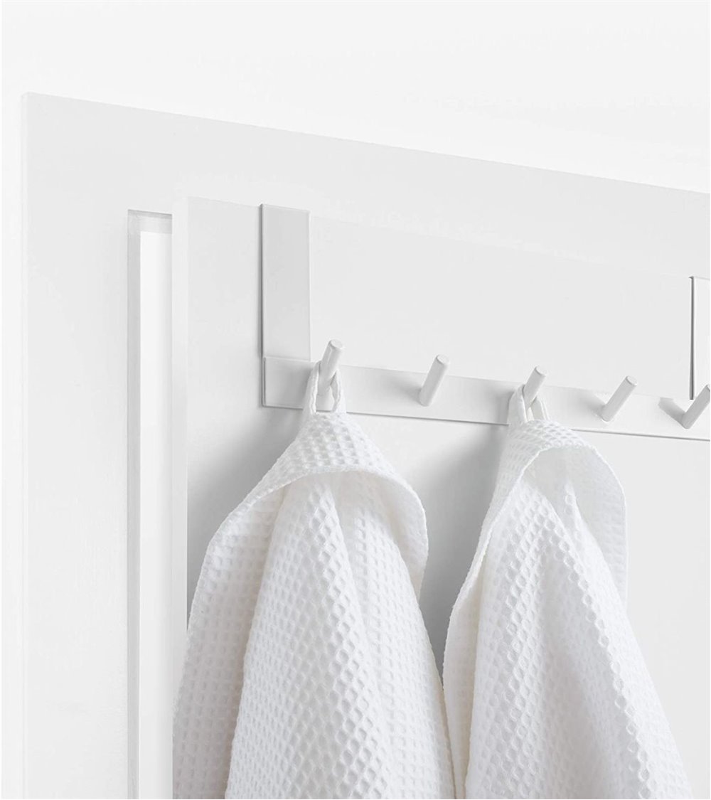 Colgador de puerta blanco sobre la puerta, 7 ganchos, 0.157 pulgadas de  diámetro de alambre de hierro para ropa, ropa y abrigo (blanco)