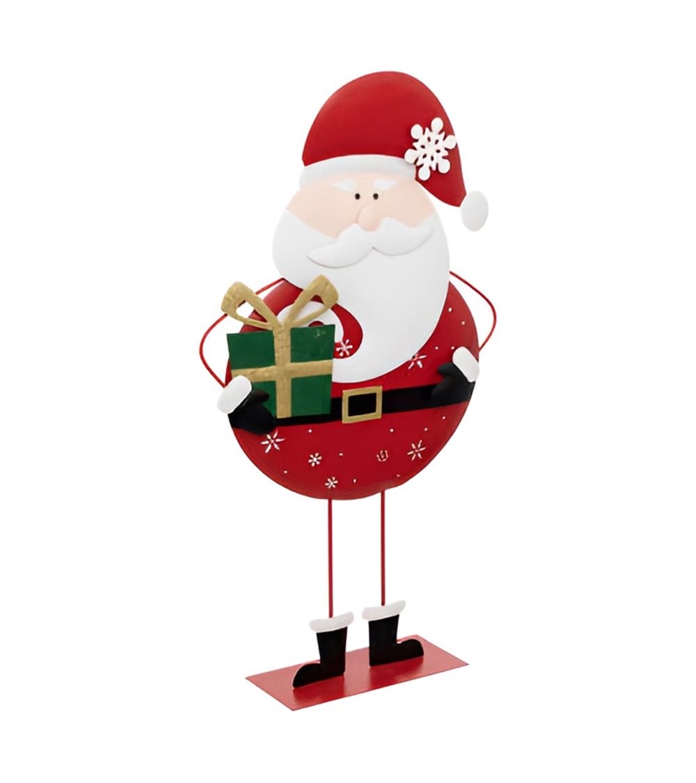 Papá Noel con regalo de metal 65cm
